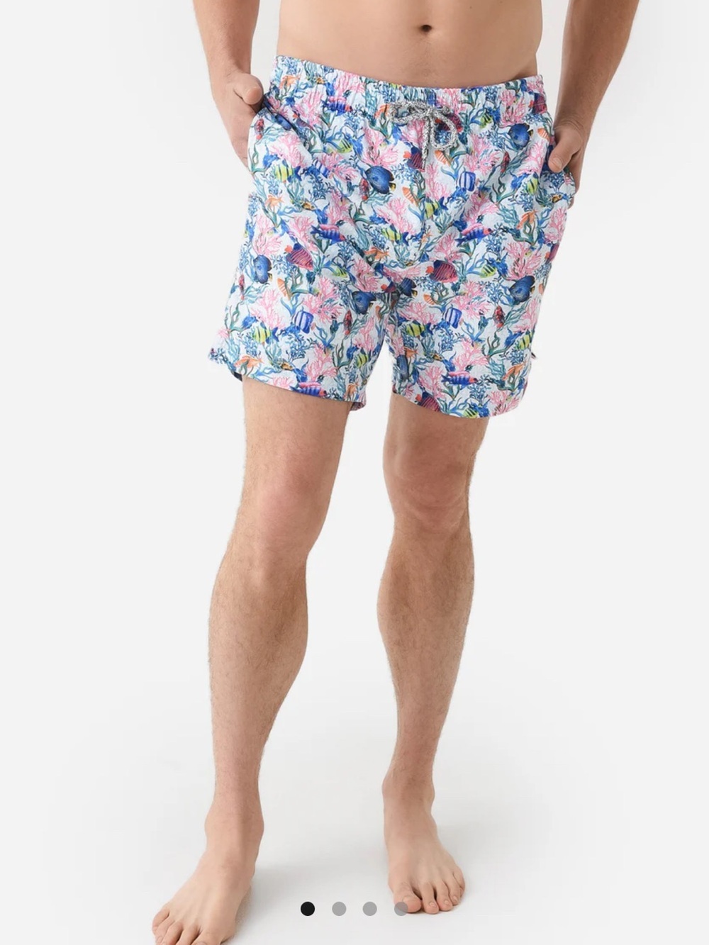 Michael’s Men's Cyclist Liner Swim Trunks - Fish Jungle White